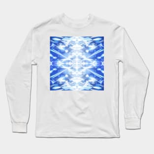 Bright Blue Fractal Kaleidoscope Design Long Sleeve T-Shirt